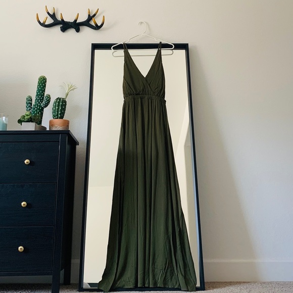 lost in paradise olive green maxi dress